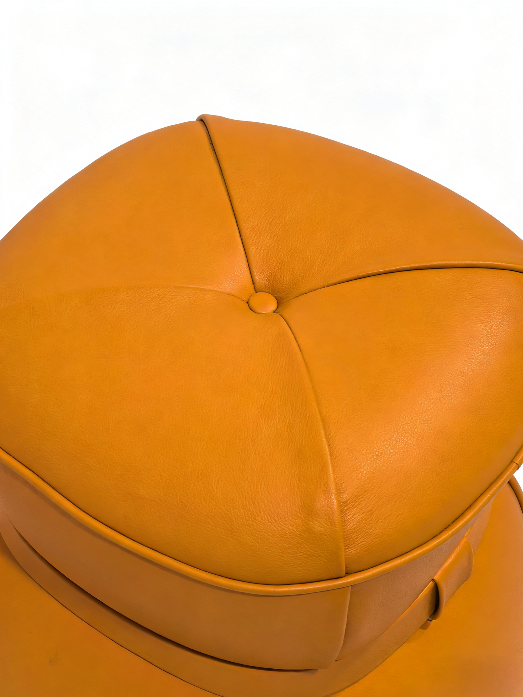 Tan aniline leather stool - back view showing silhouette