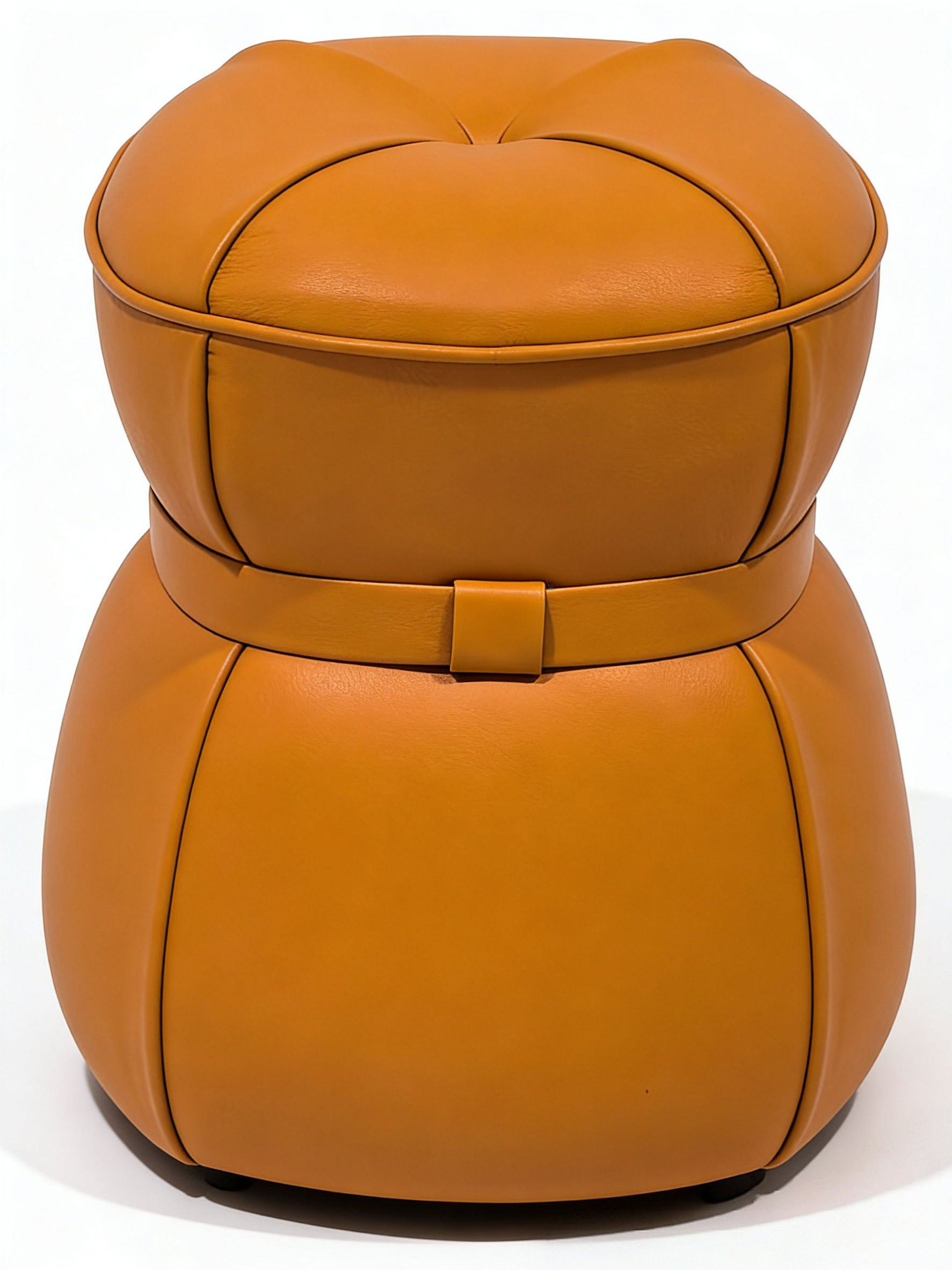 Premium Aniline Leather Stool Modern Small Footstool for Living Room