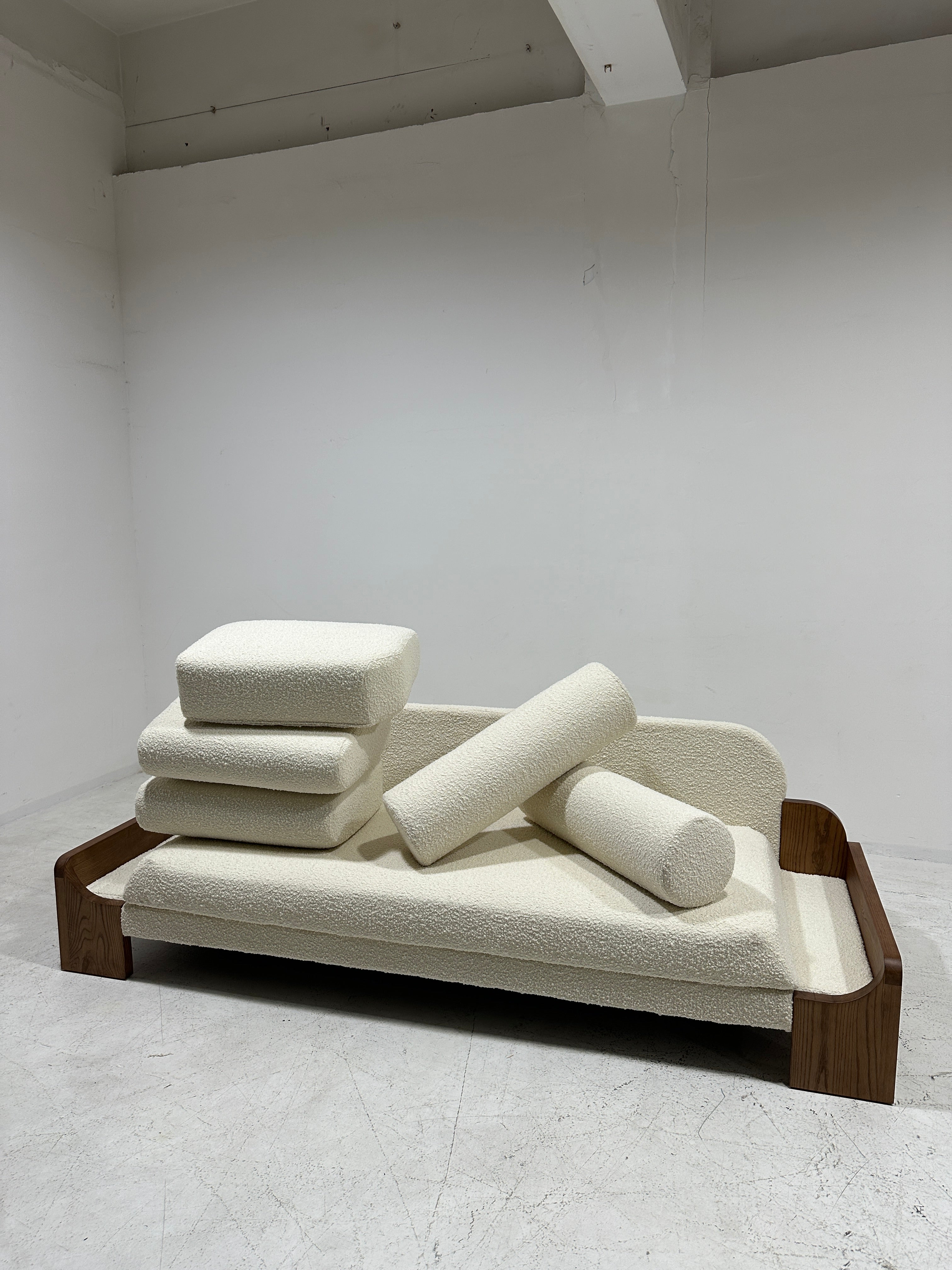 Olivier Sofa in Bouclé Sand - Mid-Century Coastal Luxe Lounge