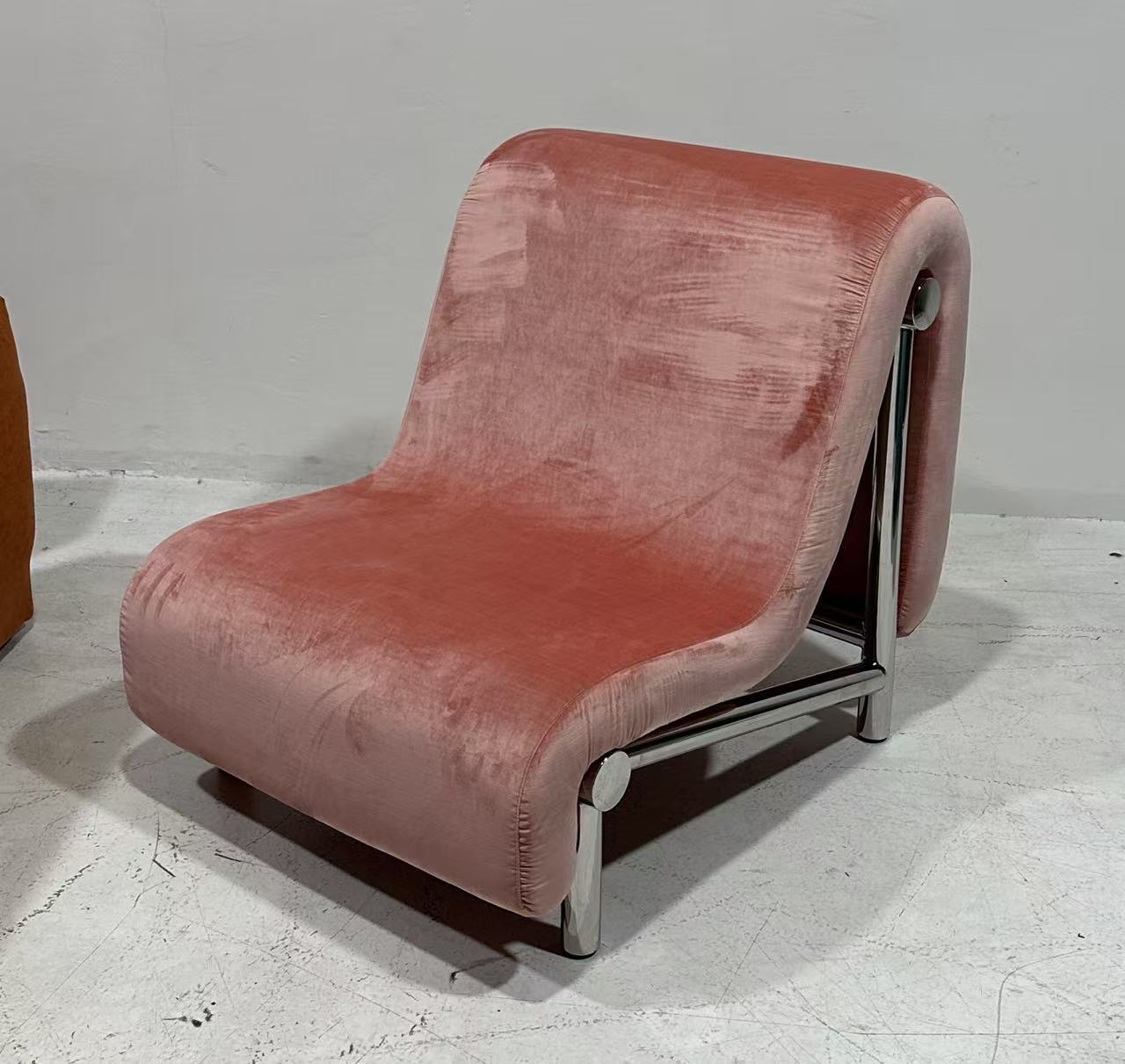 Chrome Melt Lounge Chair, Upholstered