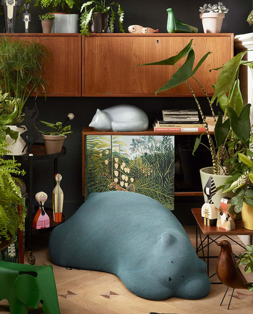 Resting Bear Ottoman: Whimsical Mid-Century Modern Comfort