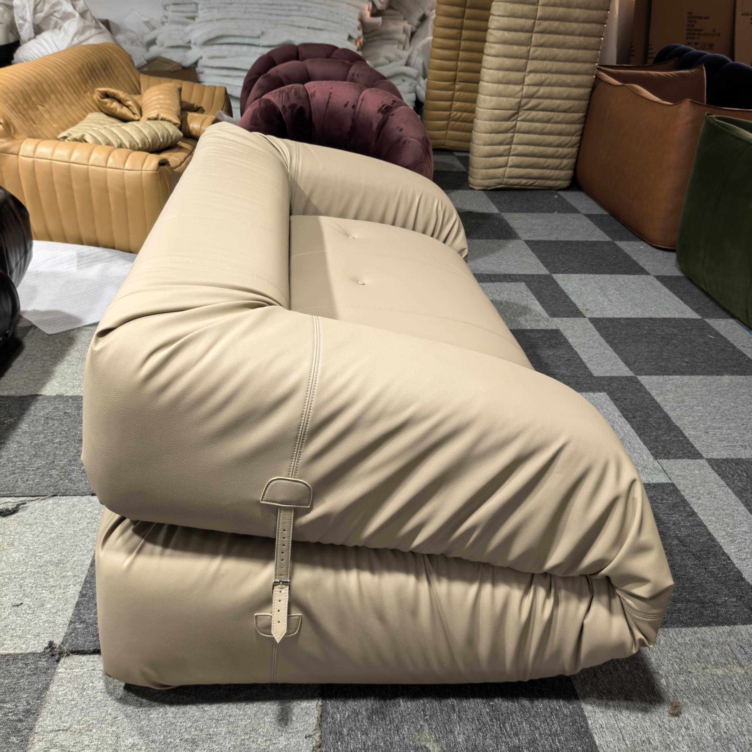 Chic Classic Leather Togo 3-Seater Sofa | Vintara Design