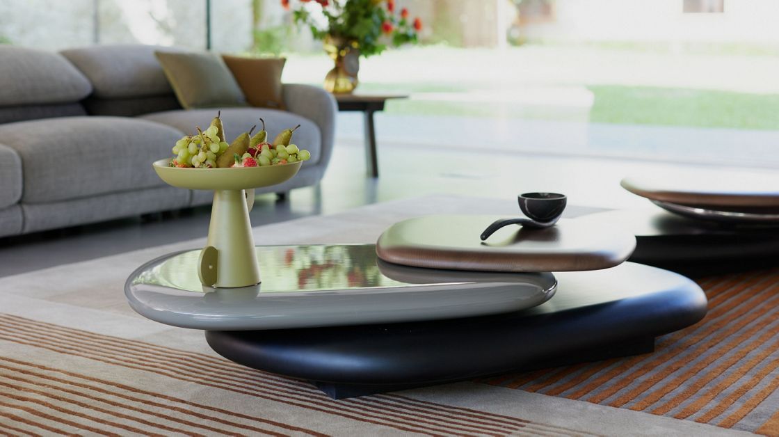 Galet Cocktail Table - Organic Pebble Rotating Lounge