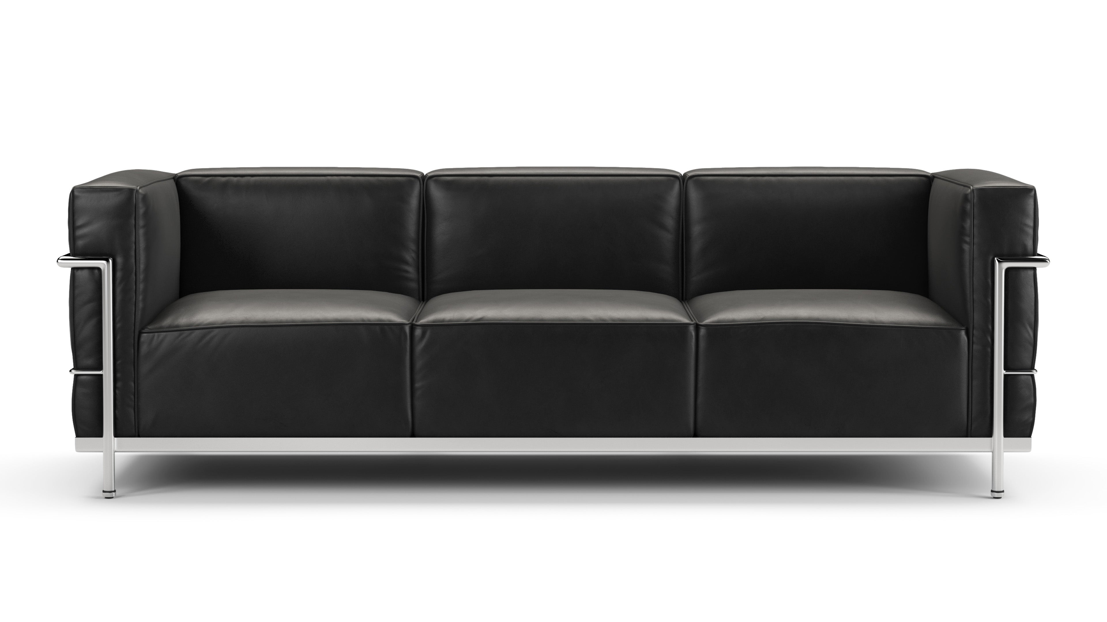 Le Corbusier Grand Modele three seater sofa in elegant midnight black, perfect for modern living rooms.