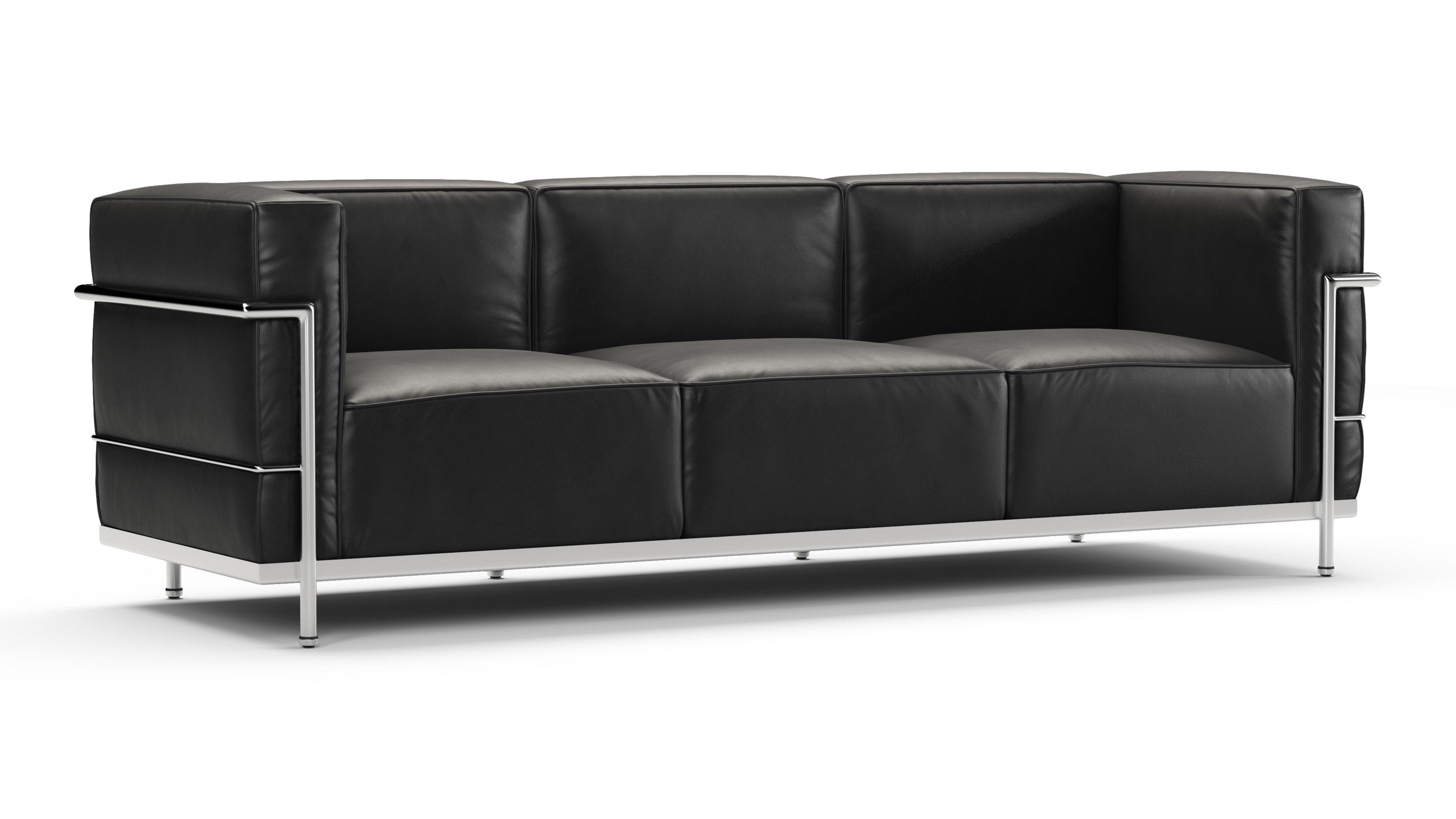 Stylish three seater couch by Le Corbusier, showcasing sleek design and premium comfort.