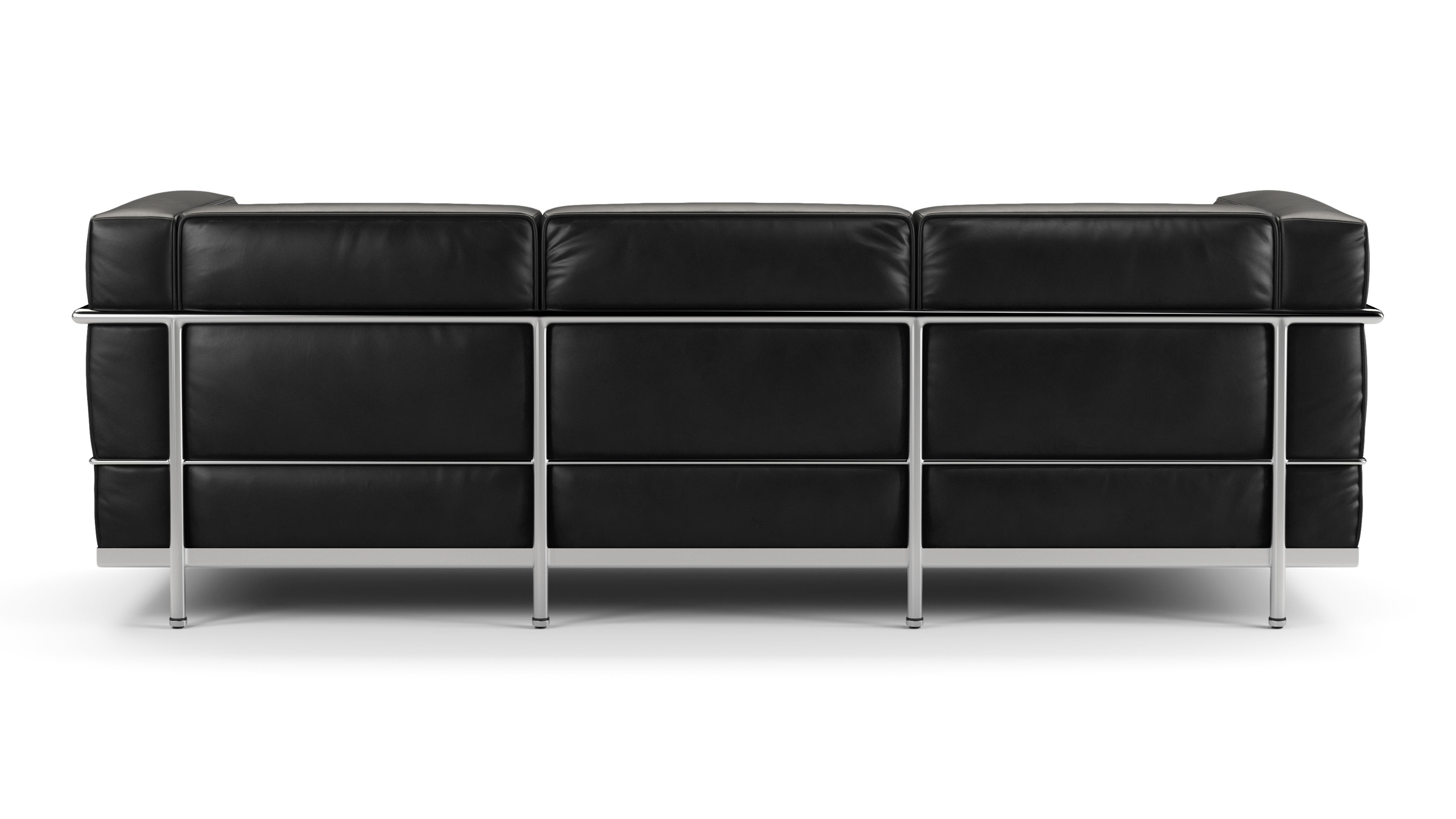 Architectural beauty of Le Corbusier three seater sofa with geometric shapes and clean lines.