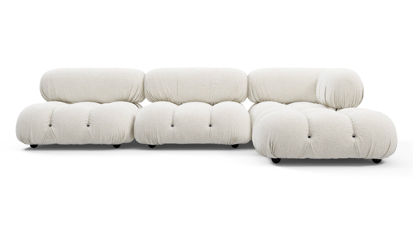 Mario Bellini Sofa Right Chaise, White Boucle