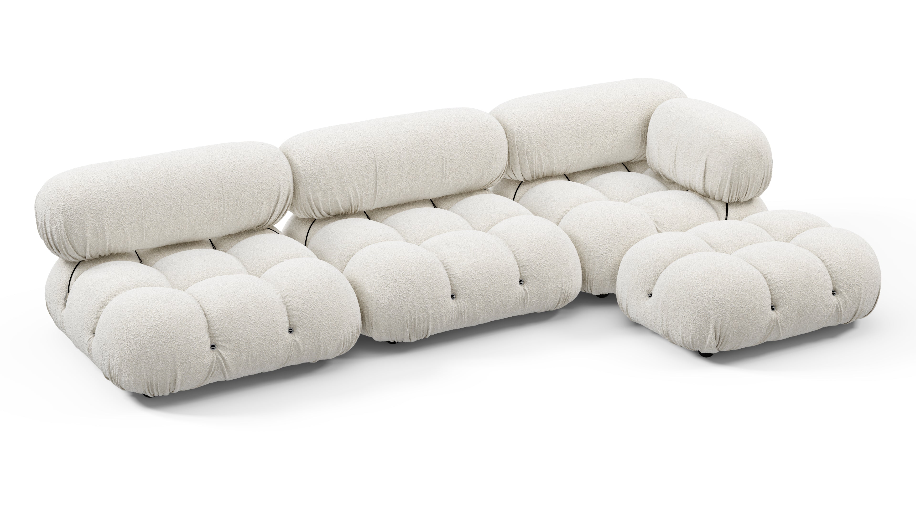 Mario Bellini Sofa Right Chaise, White Boucle