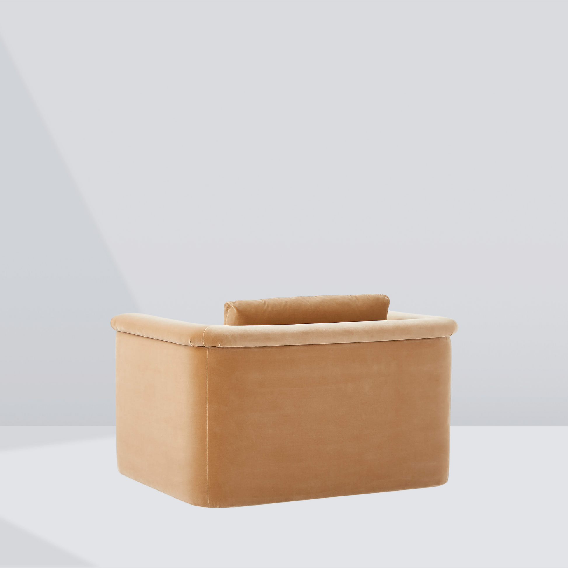 Mardones Camel Brown Velvet Lounge Chair | Modern Sculptural Velvet Accent Chair