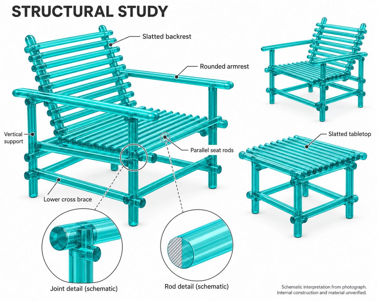 Luxury Translucent Resin Patio Furniture Set | Custom Acrylic Outdoor Chair and Coffee Table (Edra A’mare Style)
