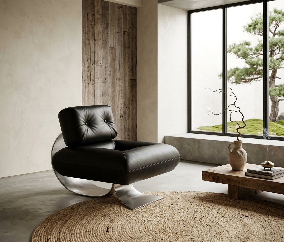 Oscar Niemeyer Alta Chair with Ottoman | Modernist Brazilian Design Living Room Lounge Chair | High-End Custom Modern Furniture