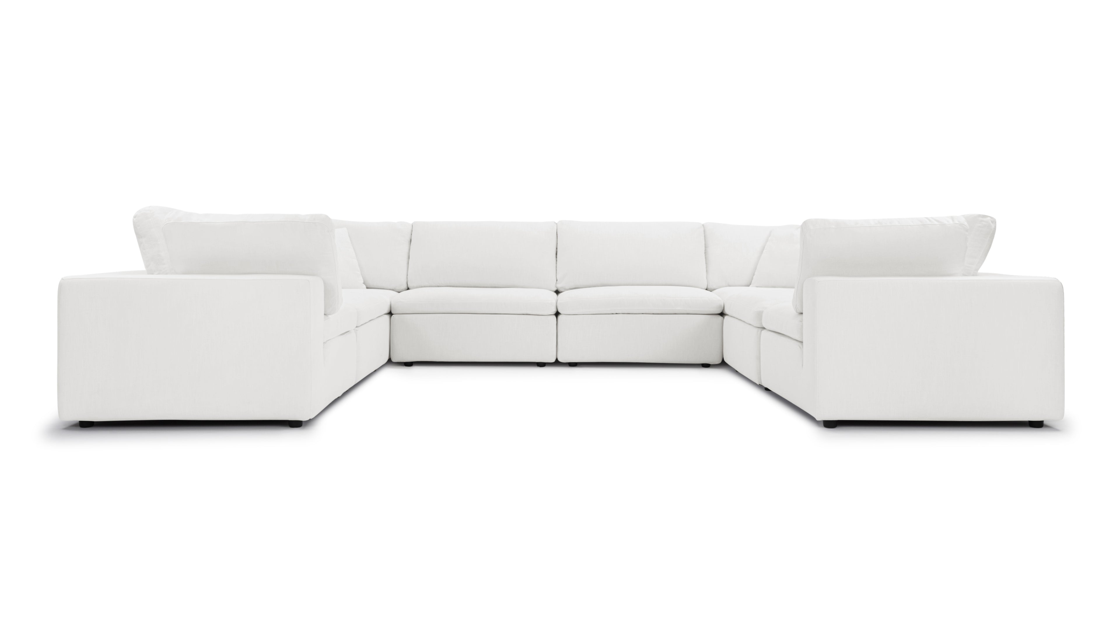 Sky Cloud Sectional Sofa eight-seater in luxurious white linen for modern living rooms.