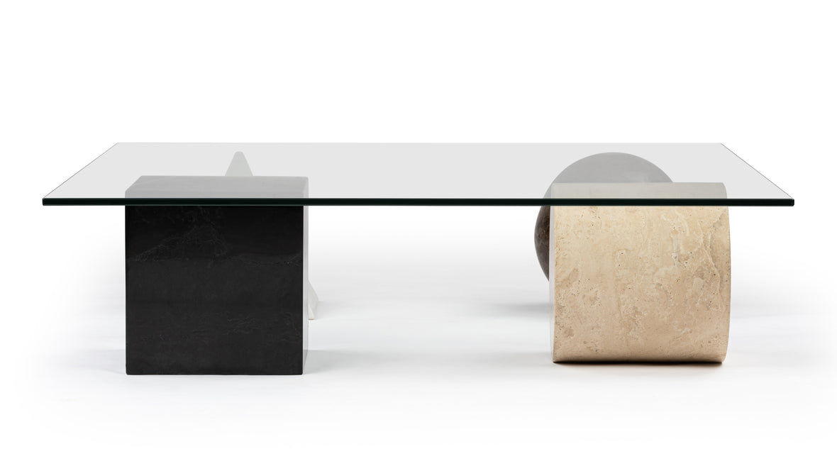 Striking mixed stone coffee table, a statement piece for any contemporary home.