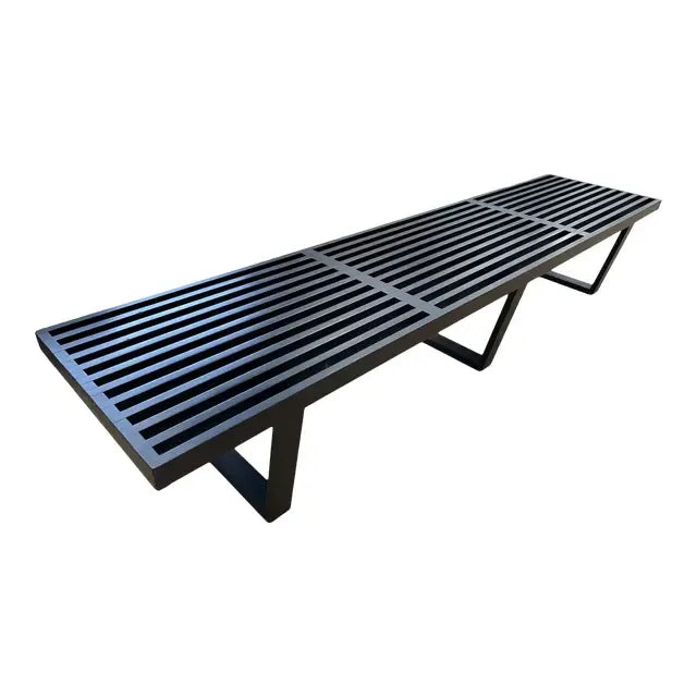 Vintage George Nelson black lacquer slat platform bench