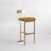 Minimalist Metal Frame Bar Stool | Velvet Cushioned Counter Stool with Backrest