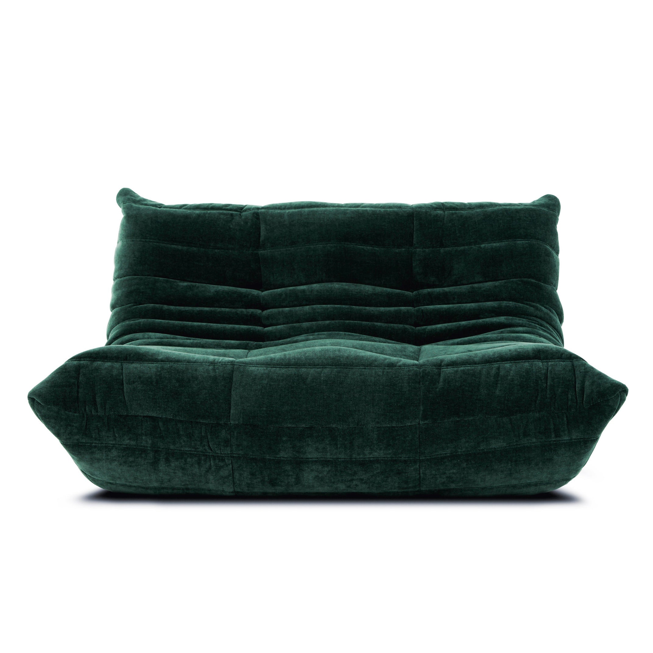 Plush Togo velvet settee, enhancing any space with its luxurious texture and comfort.