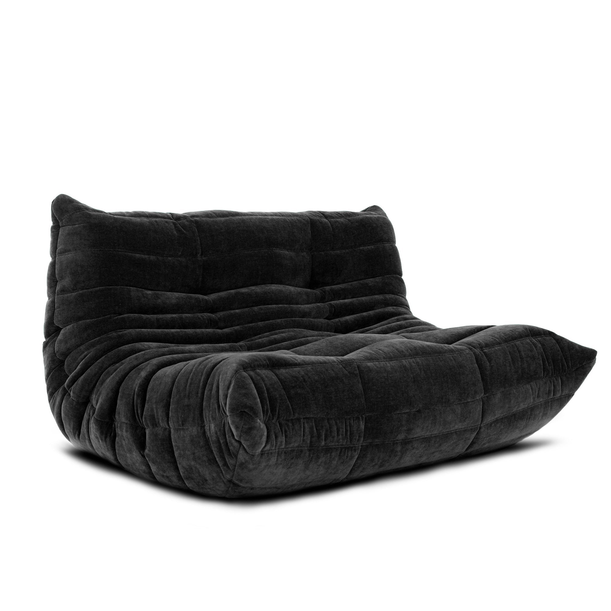 Elegant velvet Togo settee, combining timeless style with unmatched comfort.