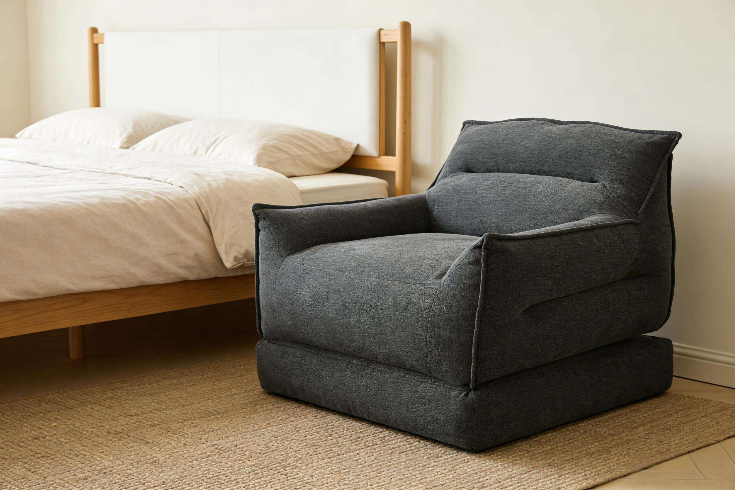 Plush Convertible Lounge Chair | 2-in-1 Floor Sofa & Guest Bed