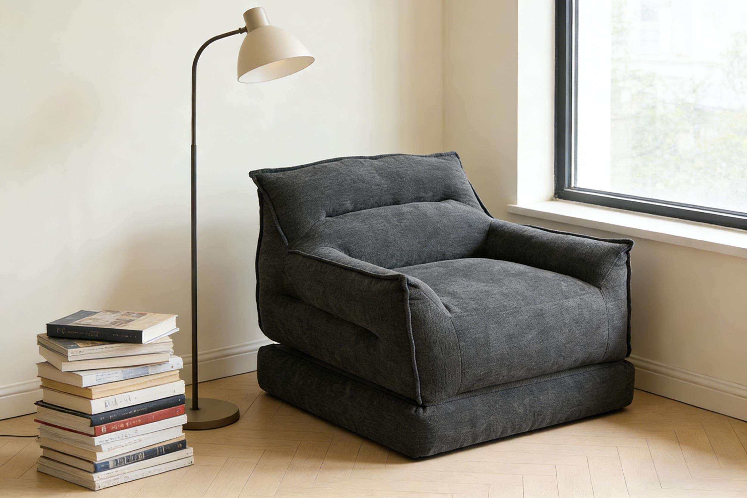 Plush Convertible Lounge Chair | 2-in-1 Floor Sofa & Guest Bed