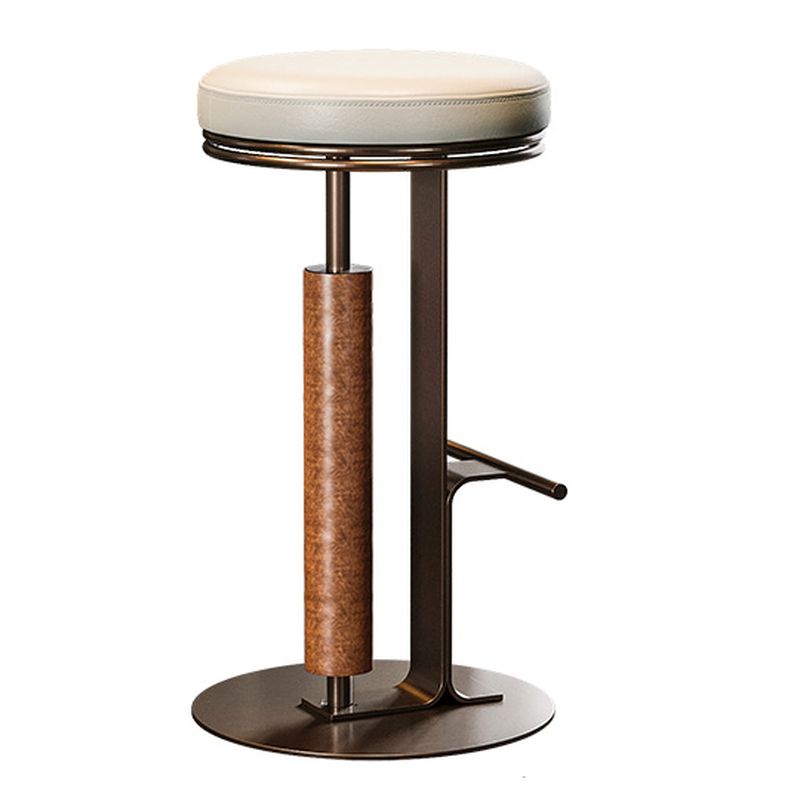 round-pub-stool-industrial-bronze-metal-front-view
