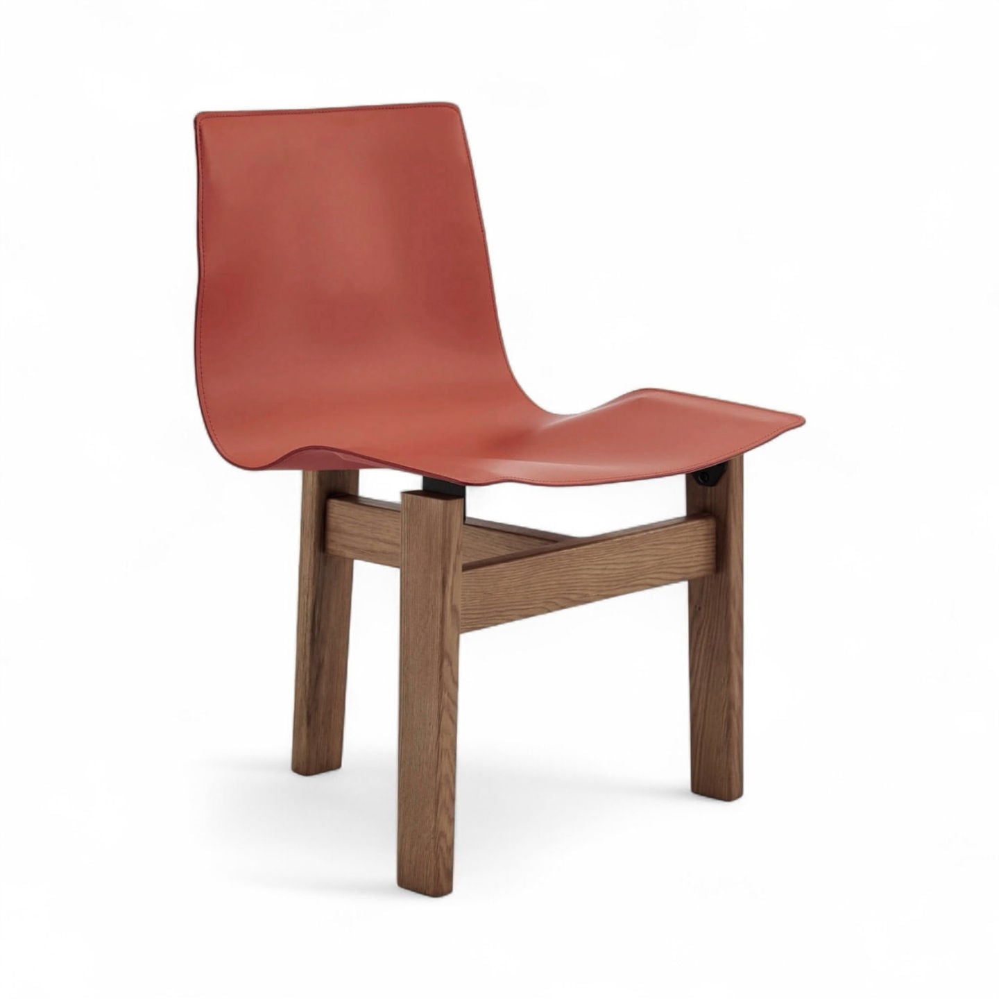 Minimalist Modern Dining Chair with Terracotta Leather

