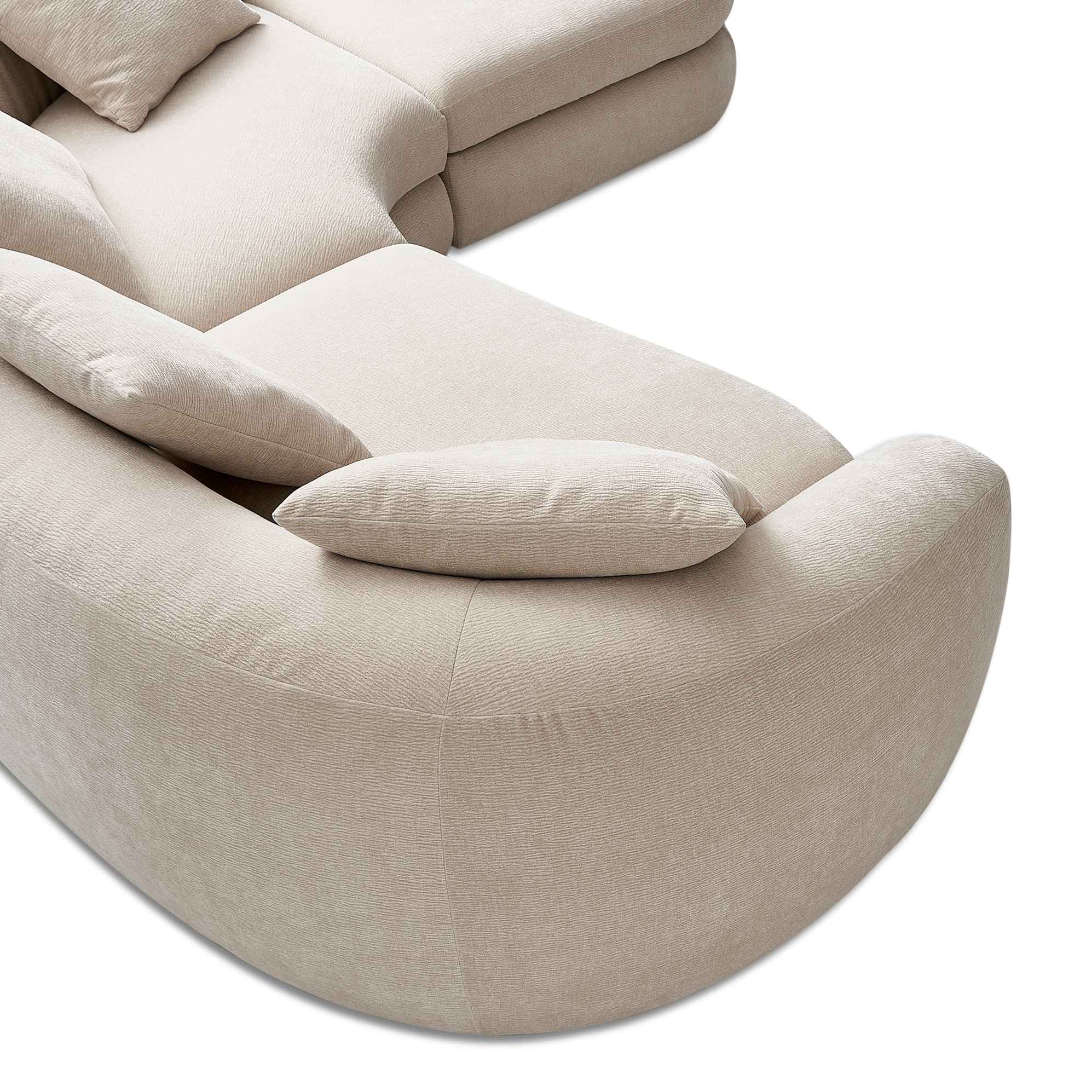 Modern Curved Chaise Sofa with High-Density Foam
