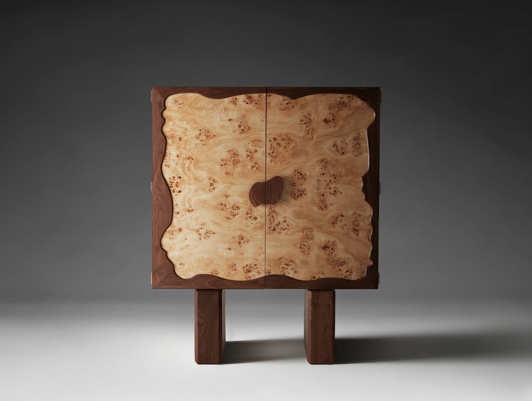 Modern Two-Tone Wooden Bedside Table with Inlay Design
