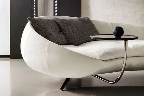 Plush Quilted Chaise Lounge with Sleek Angled Metal Legs