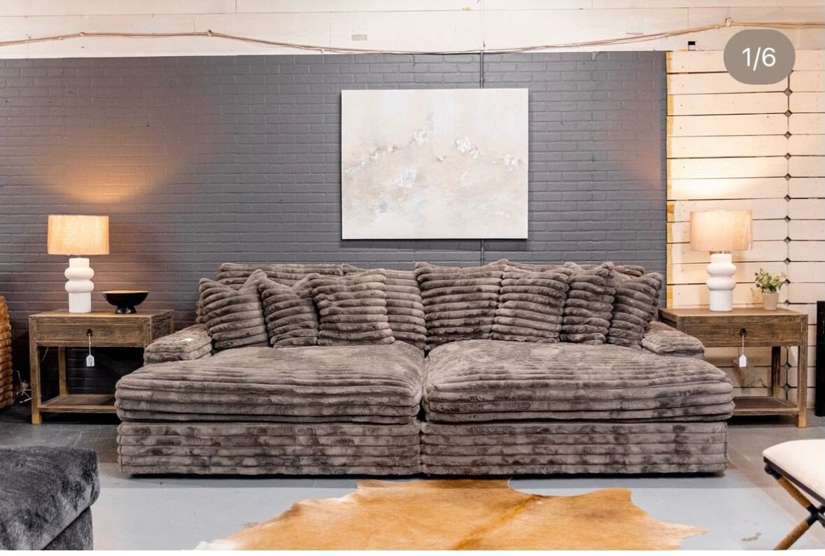 Plush Corduroy Sectional Sofa
