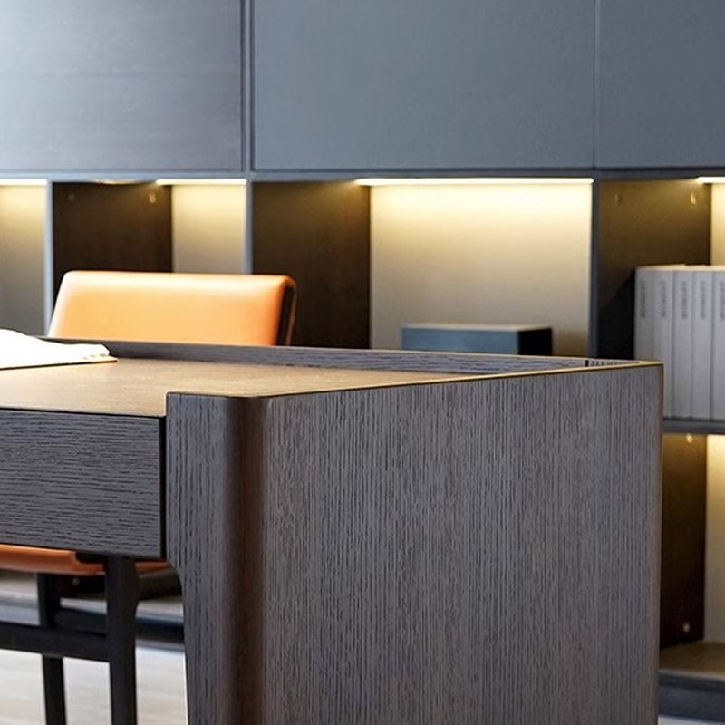 Theo Minimalist Dark Wood Desk
