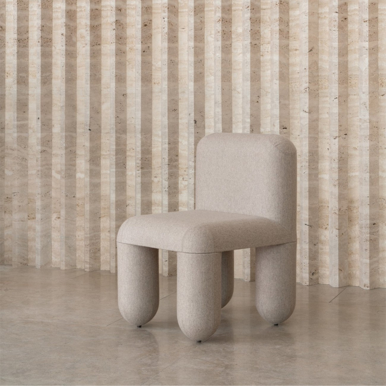 Hello Chair Noom with Chunky Sculptural Legs in Cashmere-like Fabric