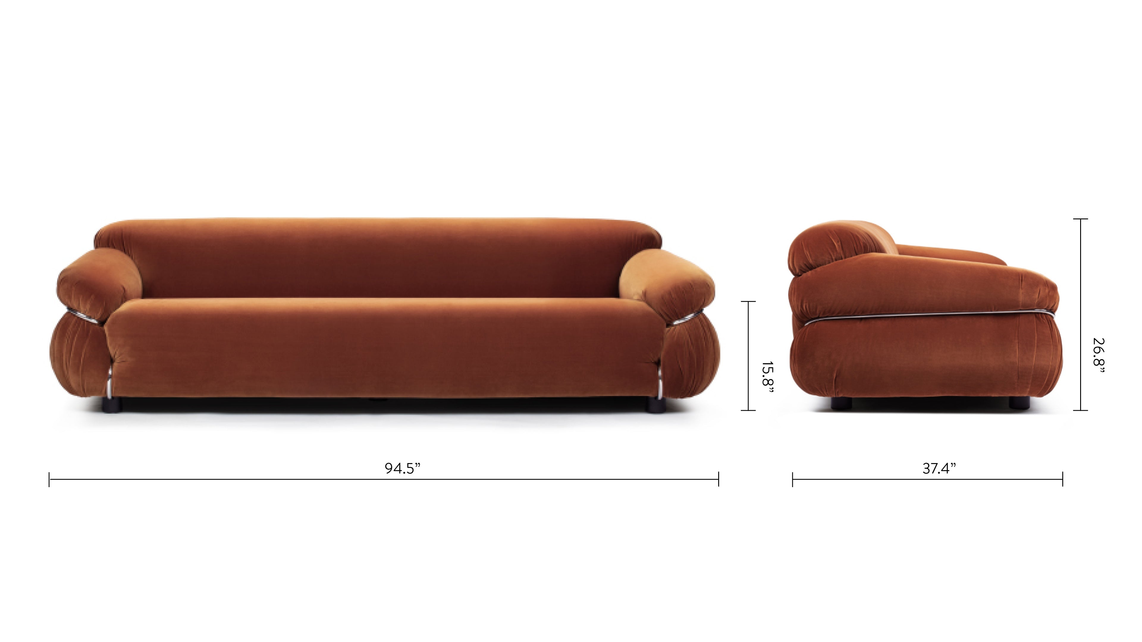 High-quality spice velvet Sesann sofa with multi-layer foam cushions.