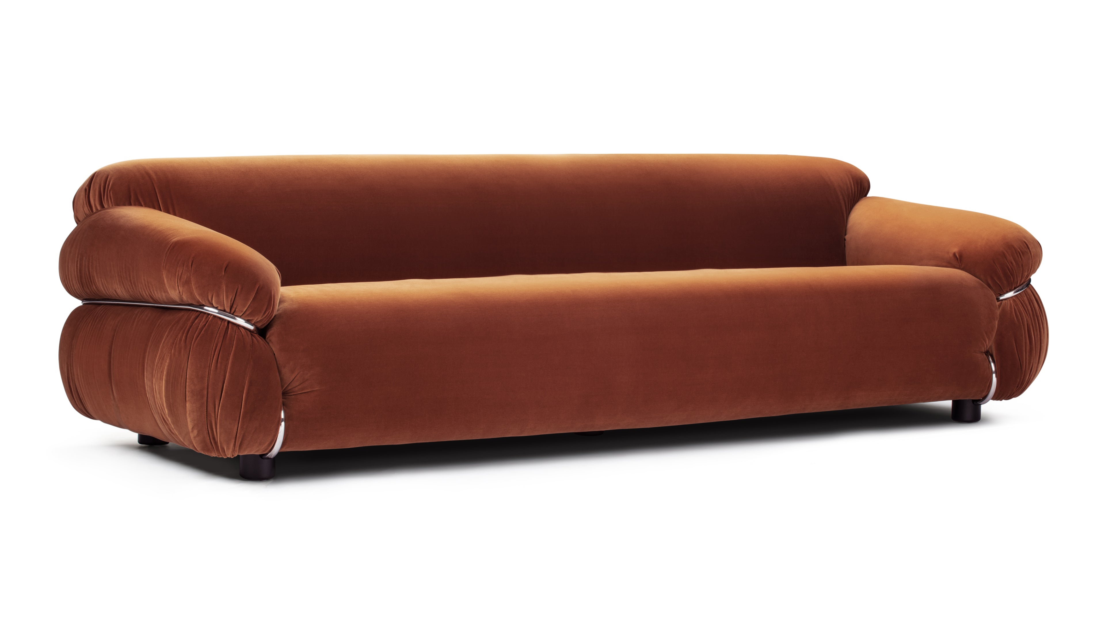 Elegant spice velvet sofa with ergonomic design for supreme comfort.