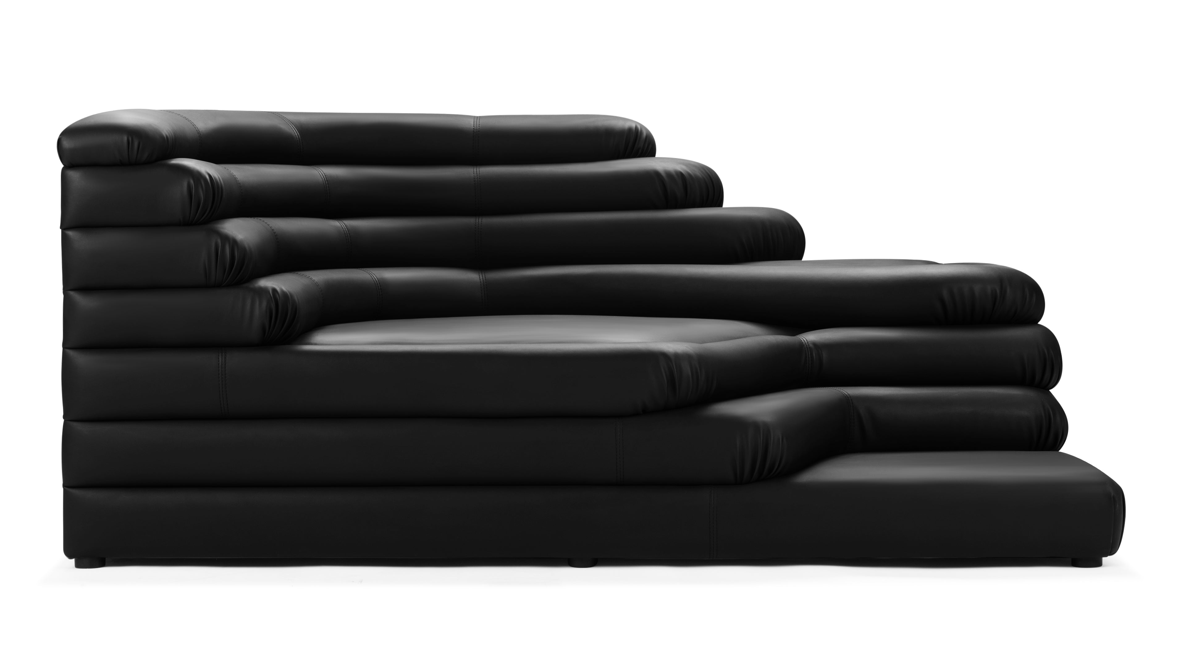 Swiss-inspired Terrazza Sofa Combination in sleek black vegan leather for modern homes.