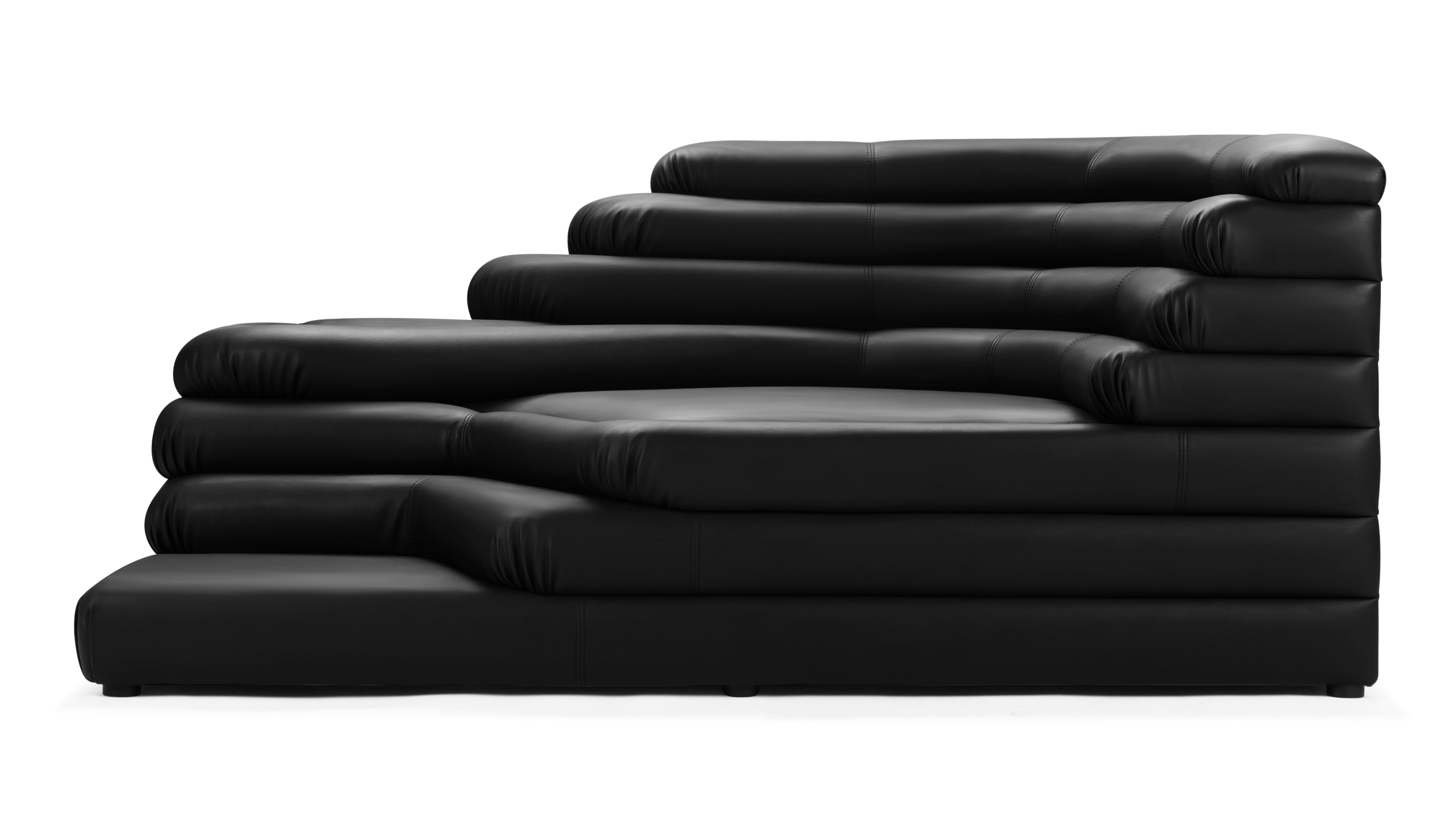 Black vegan leather Terrazza Sofa Combination inspired by Swiss landscapes.