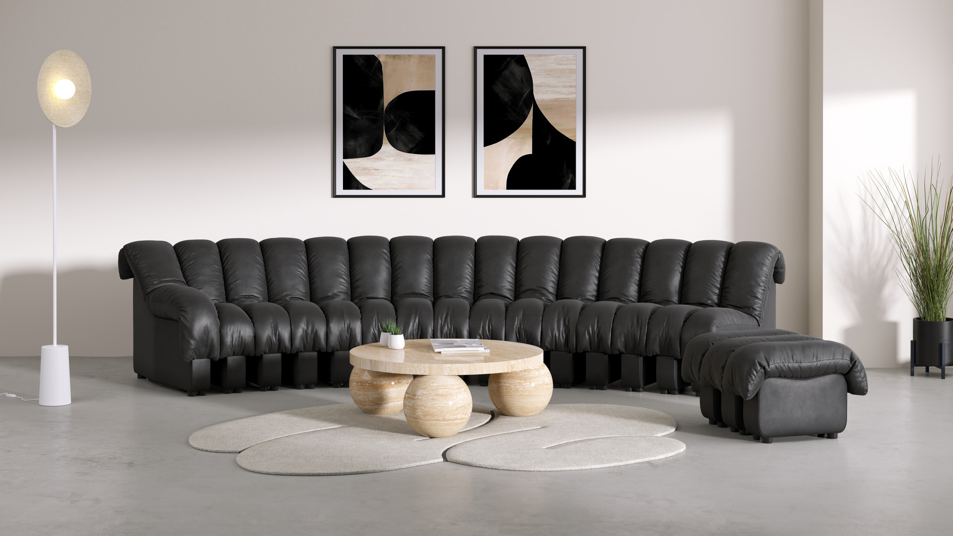 Ergonomically designed three seater sofa by Le Corbusier for optimal comfort and style.