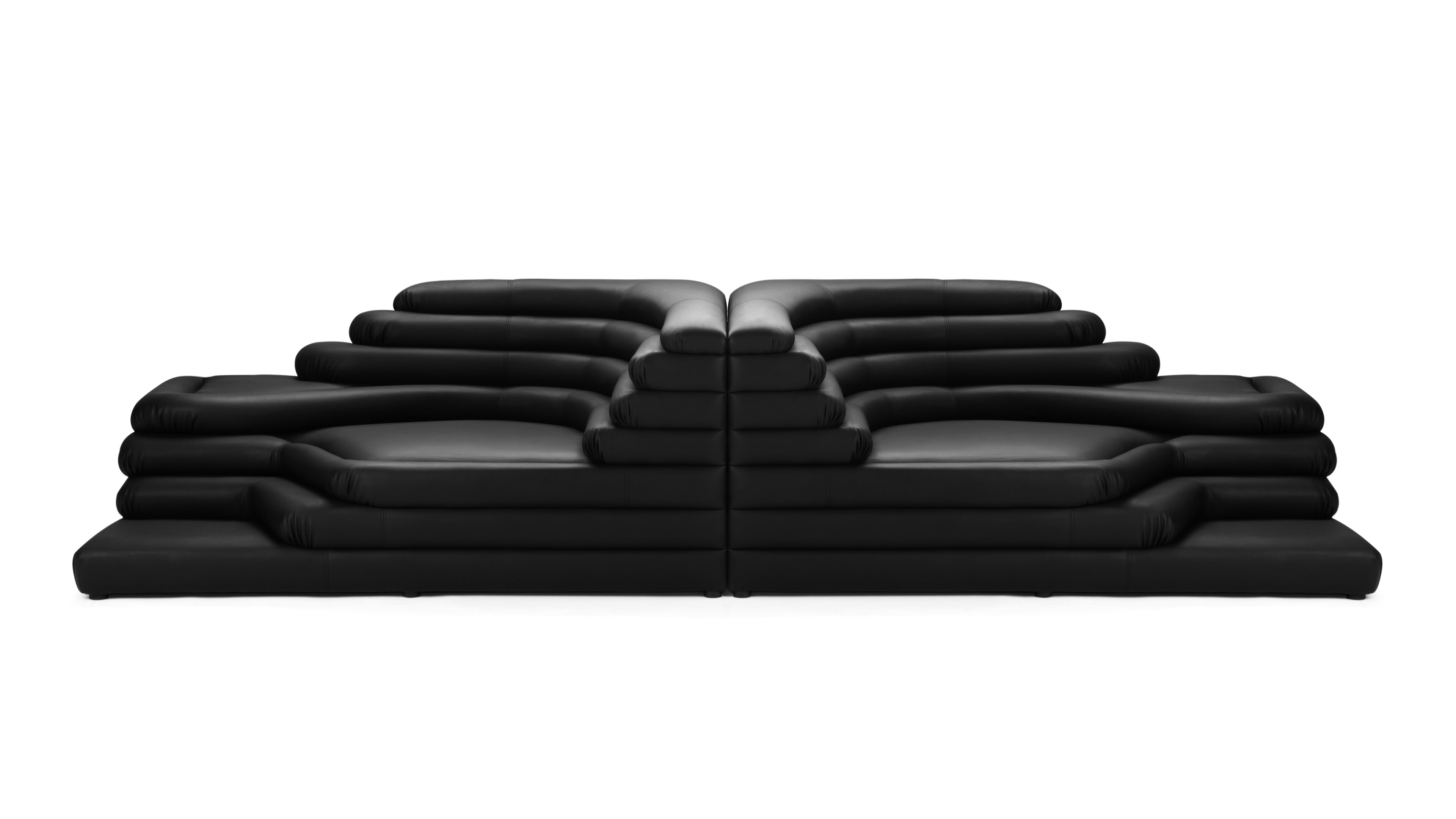 Designer Terrazza Sofa Combination depicting luxury and comfort in black vegan leather.