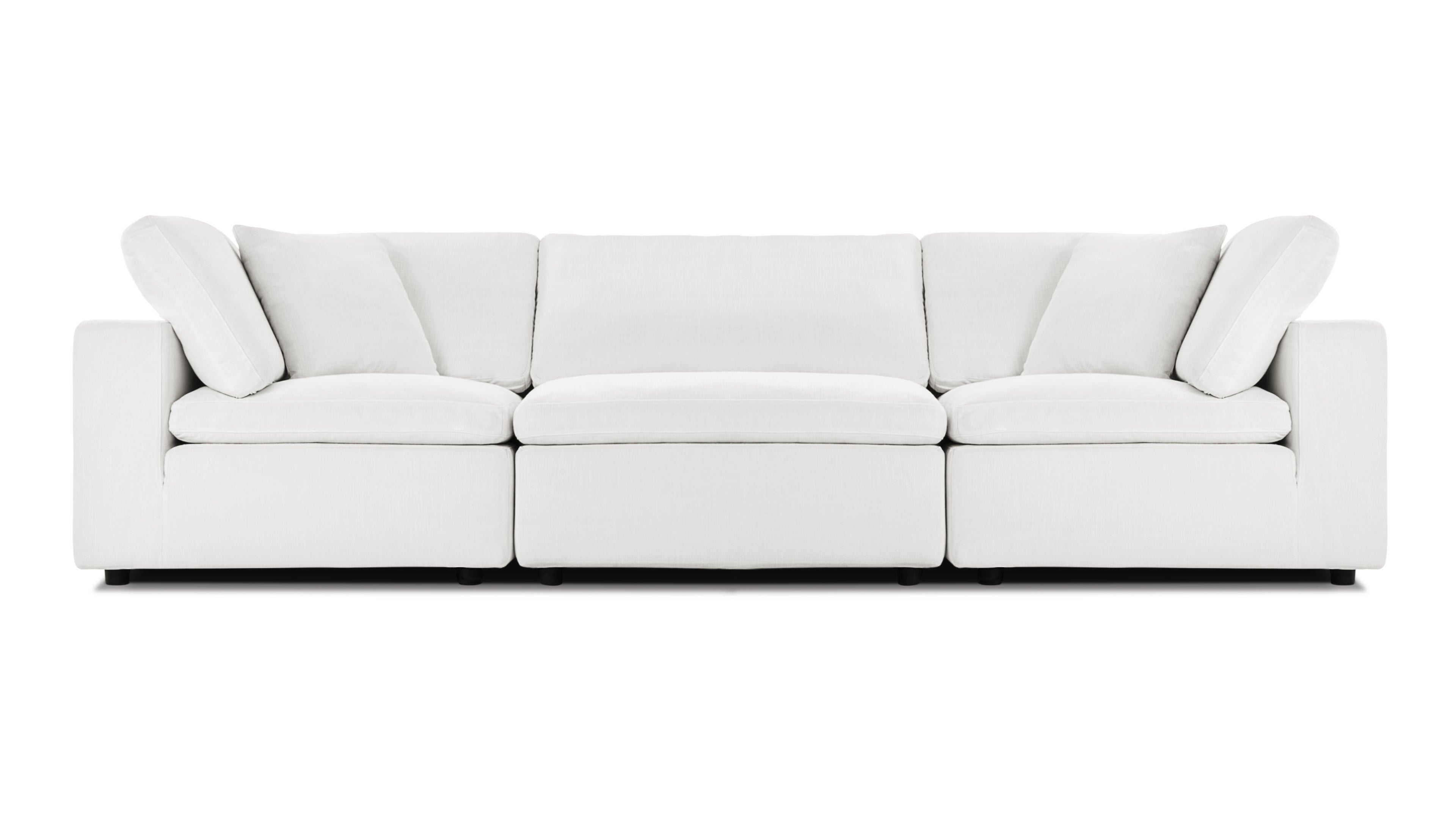 Elegant Sky Cloud Three-Seater Sectional Sofa in pristine white linen