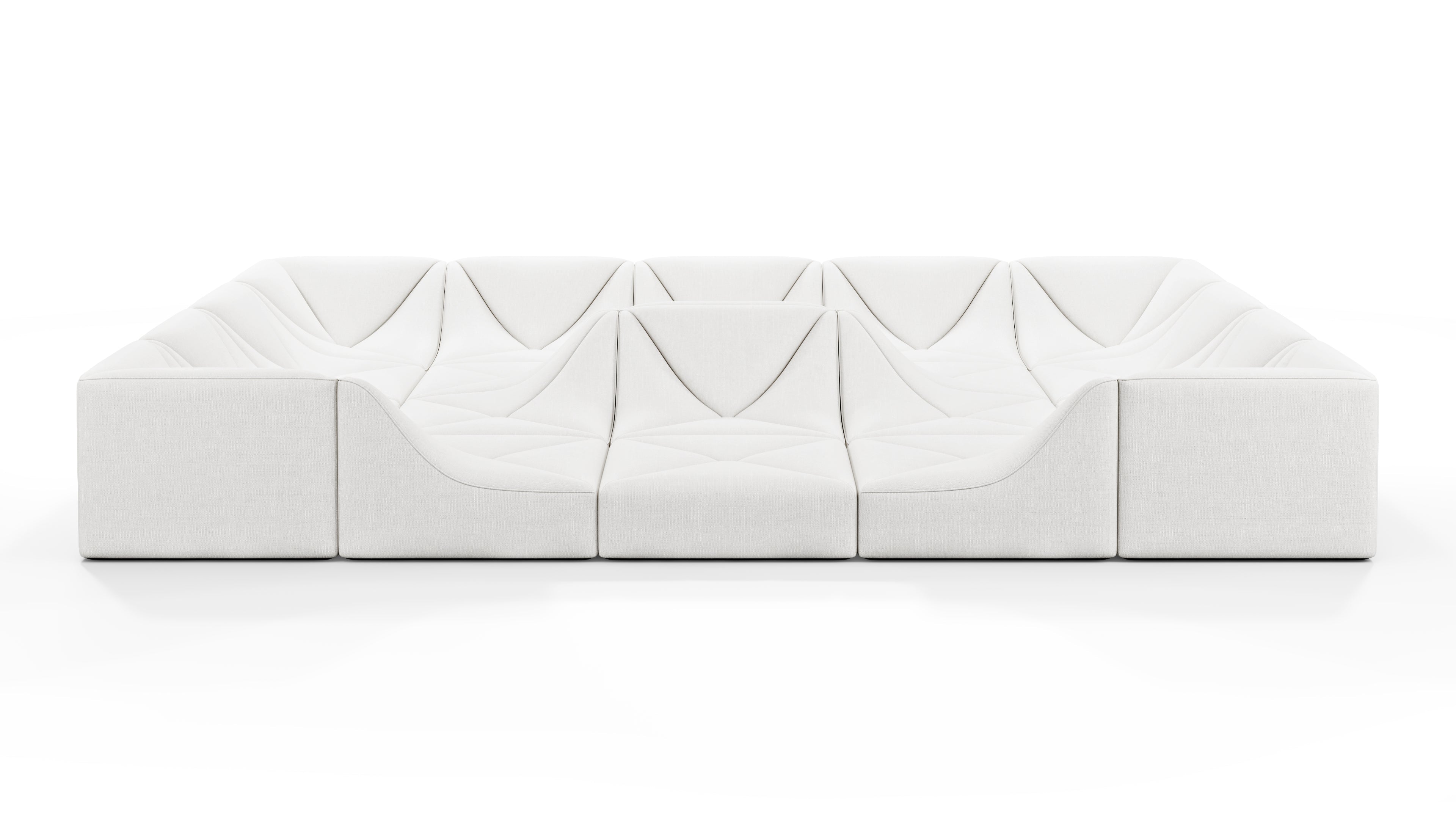 Ivory Linen Large Dune Sectional Sofa in modern living room setting, showcasing its plush upholstery and modular design.