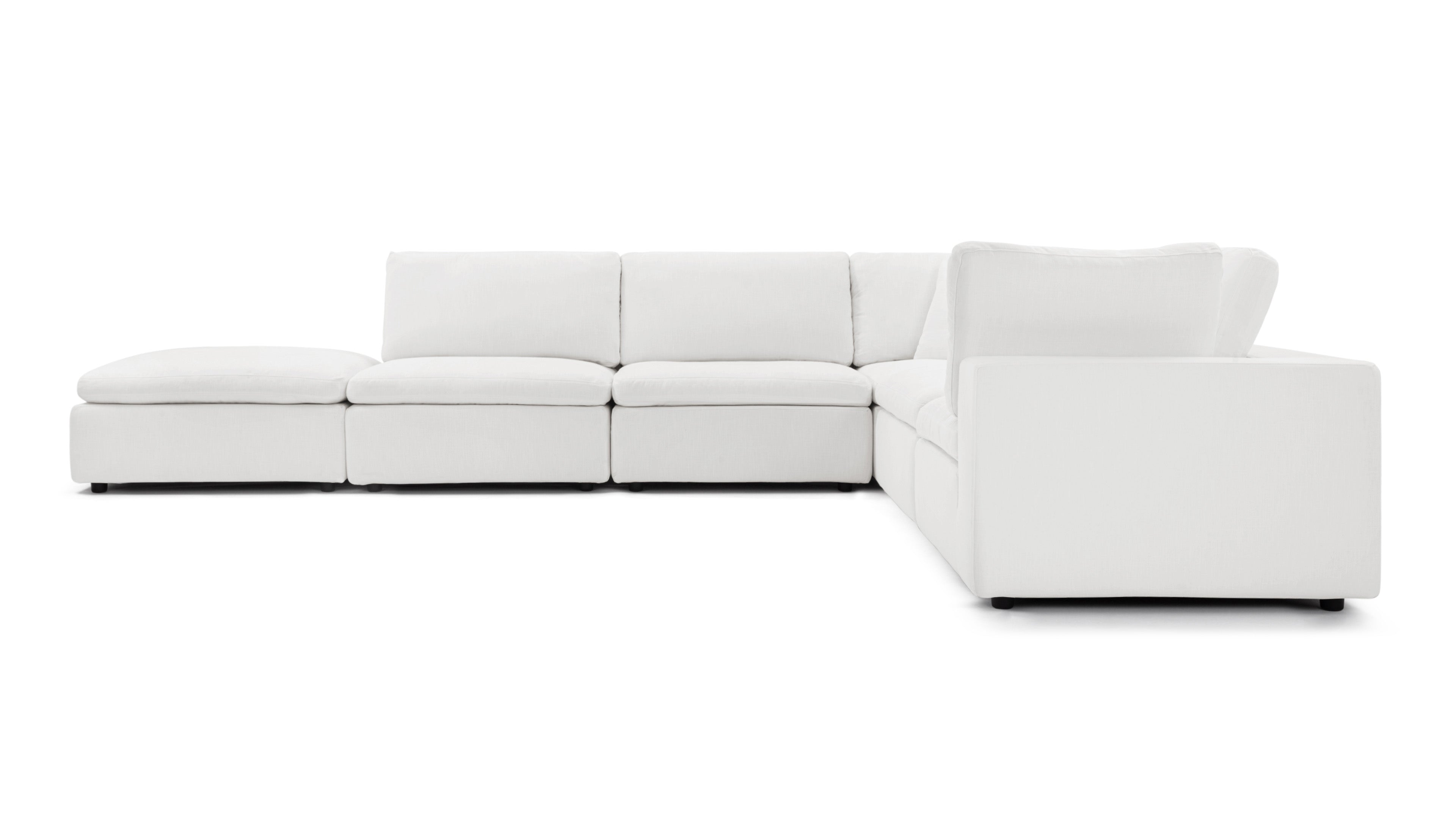 Sky Cloud sectional sofa in pristine white linen, ideal for modern living rooms.