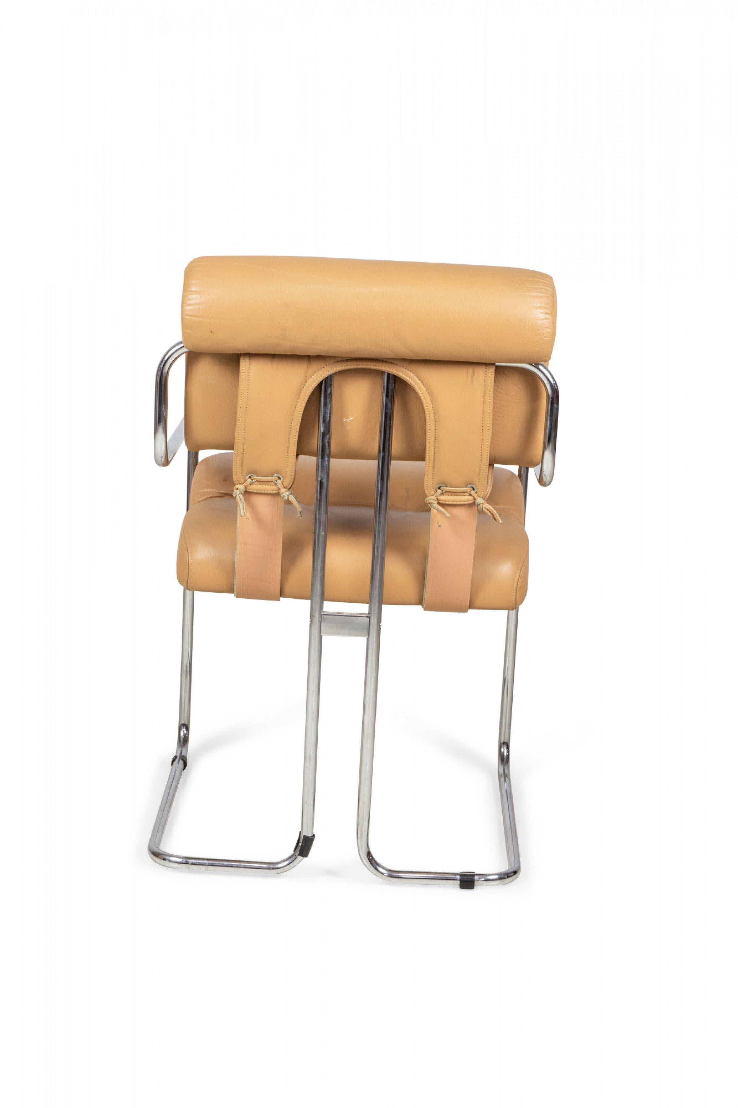 Set of 12 Mariani Tucroma Chrome & Leather Dining Chairs