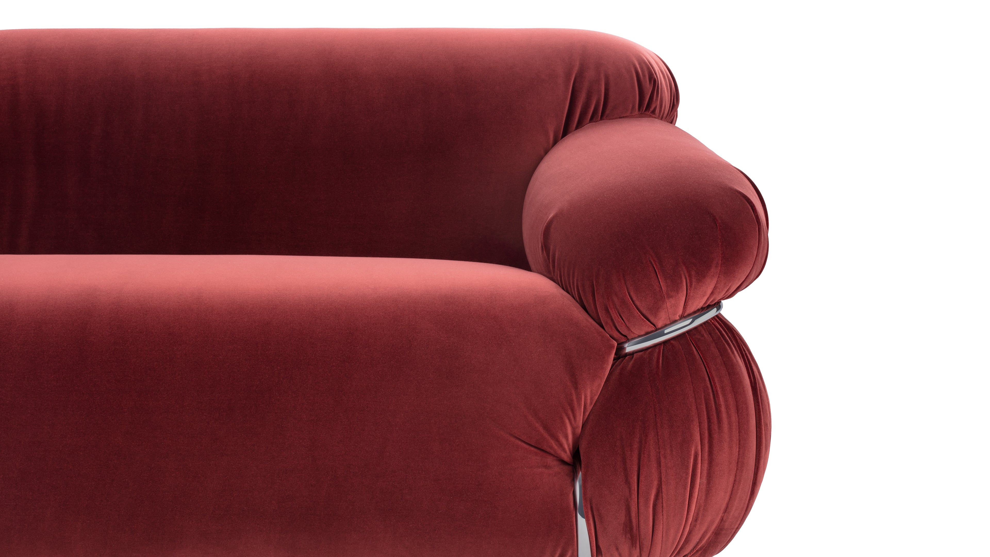 Versatile seating burgundy velvet Sesann sofa for stylish modern homes.