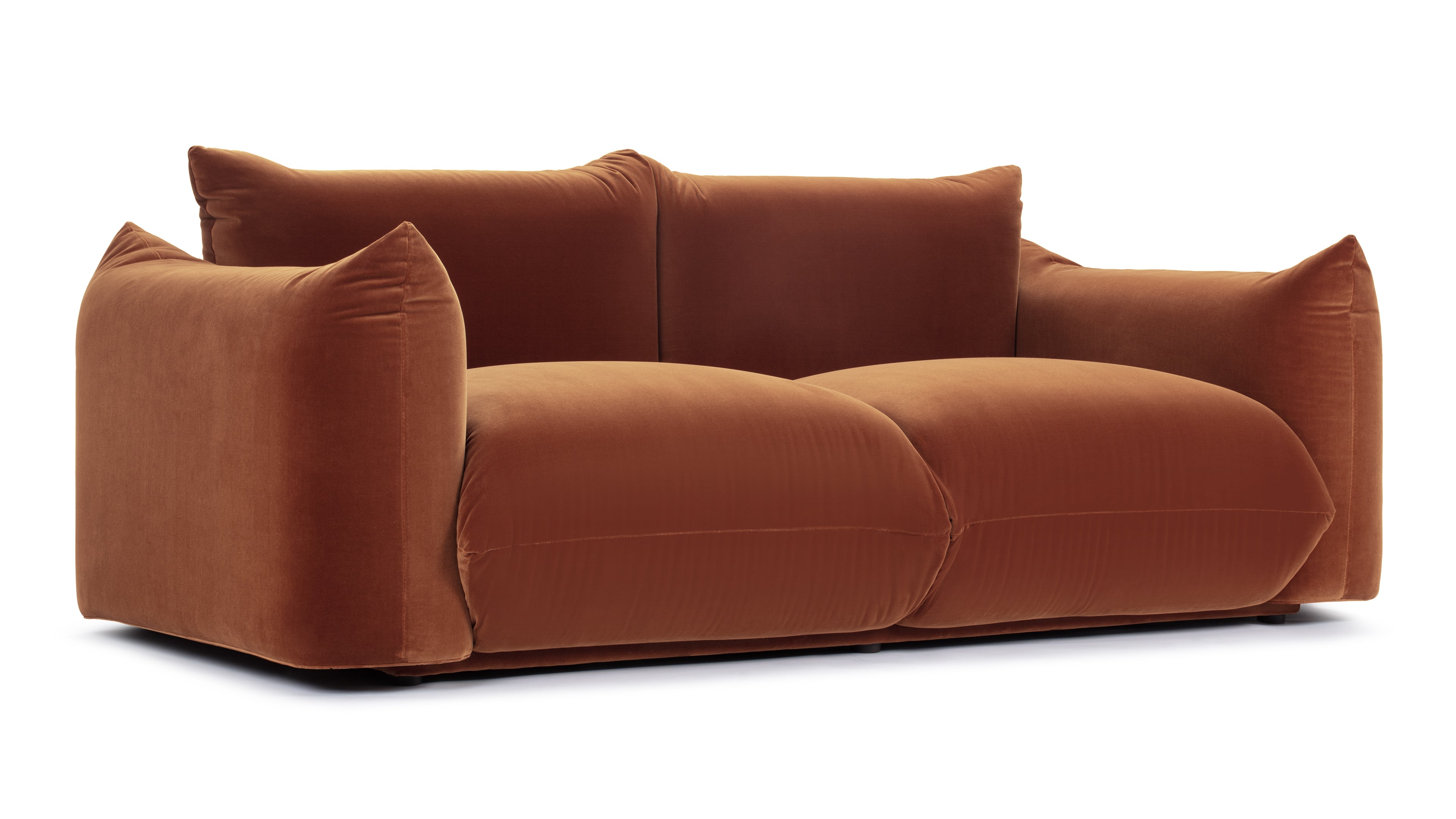 Elegant design of Marenco Sofa showcasing its lustrous velvet upholstery