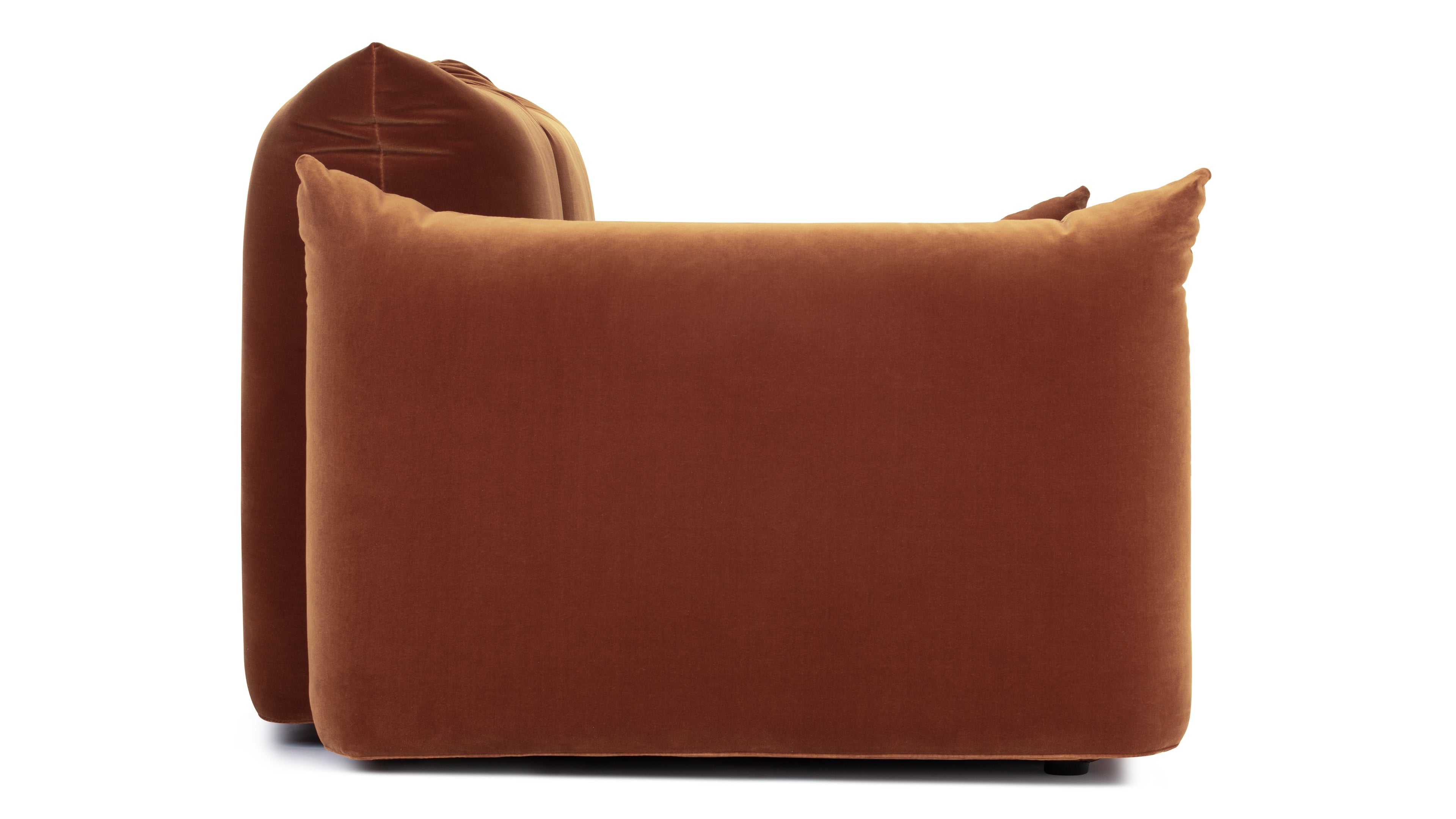 Architectural lines and organic shapes of the Spice Velvet Marenco Two-Seater Sofa.