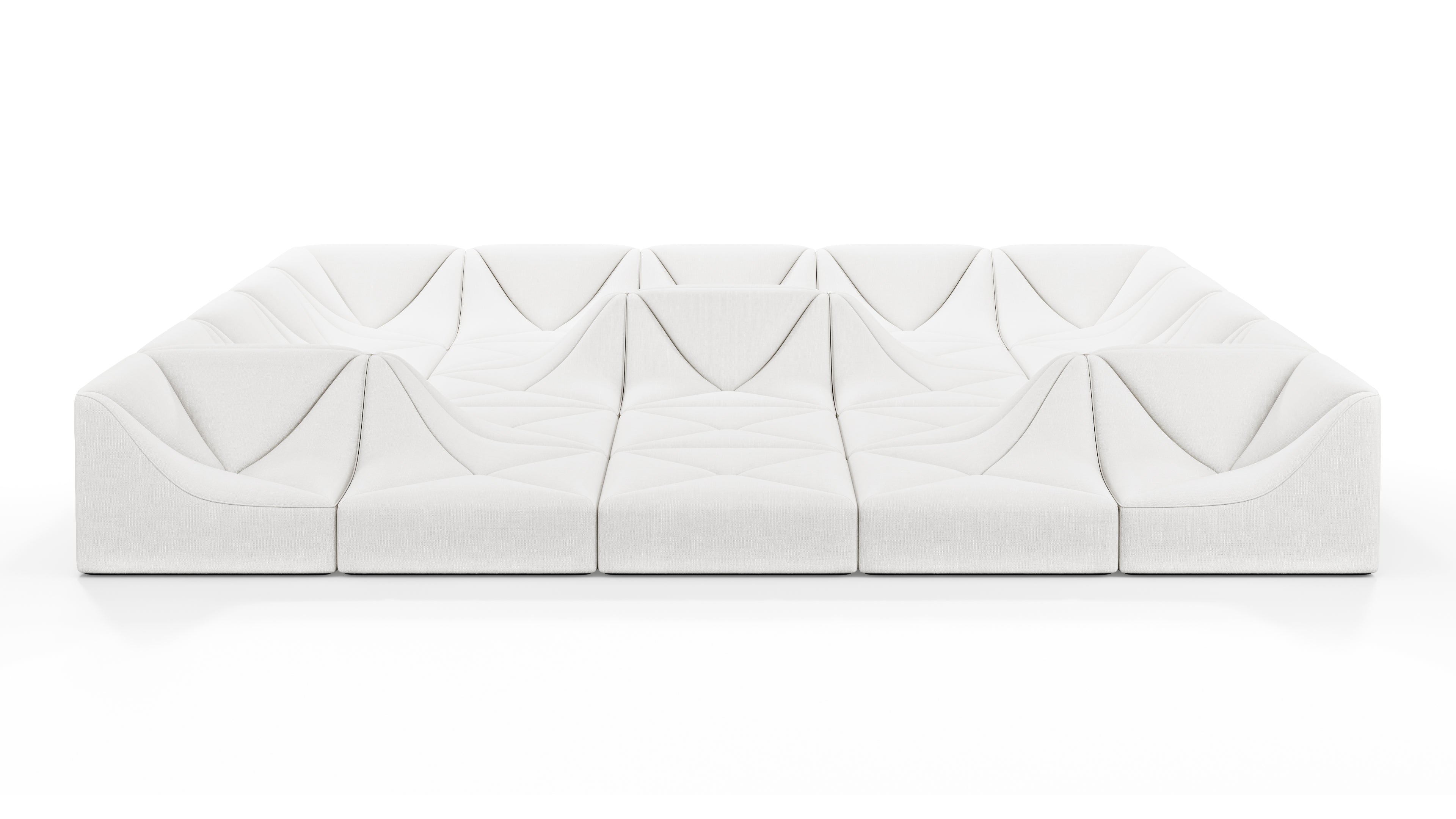 Ivory Linen Dune Sectional Sofa in a spacious modern living room setting.