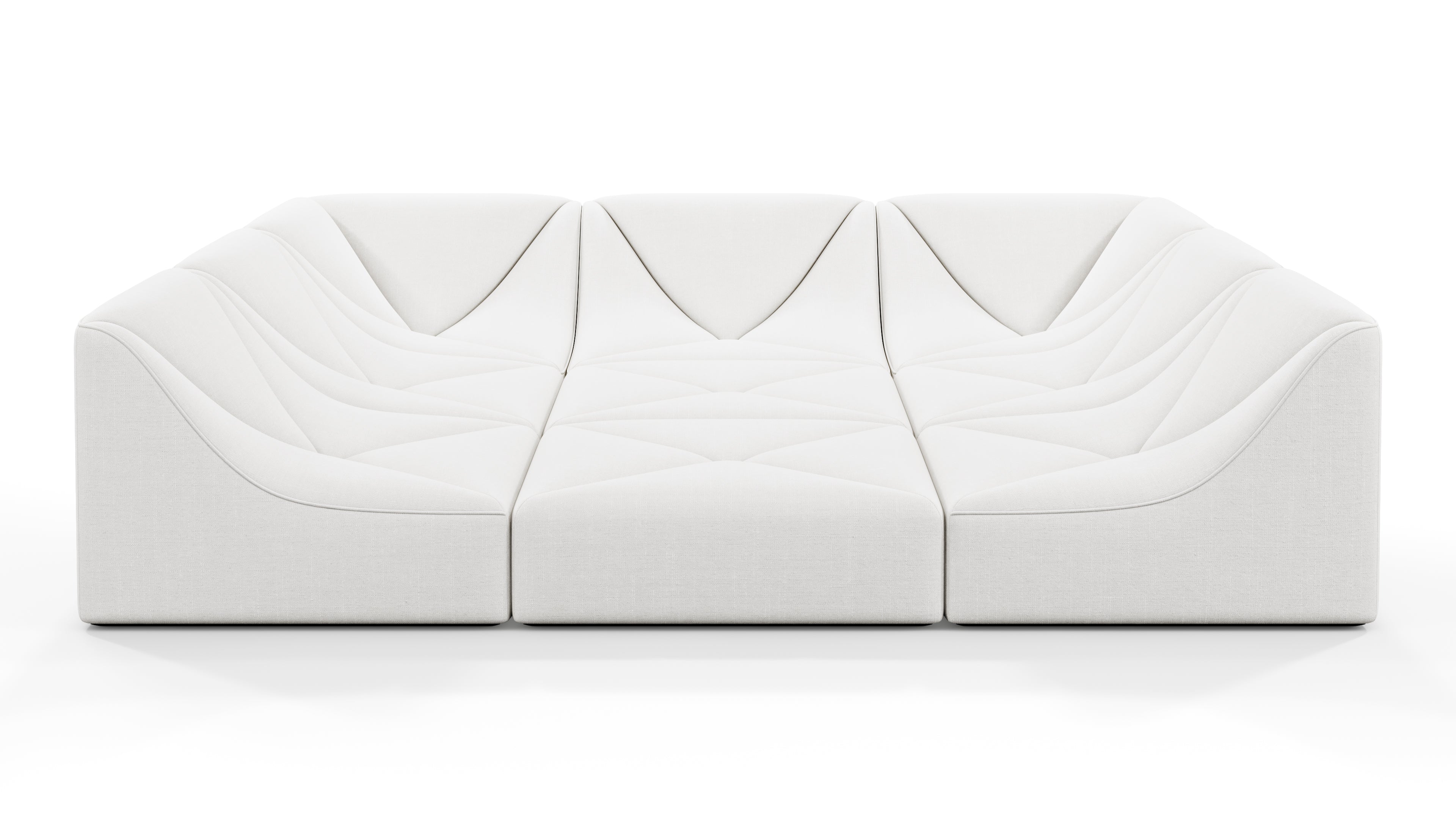 Dune small sectional couch in ivory linen for sophisticated sitting rooms