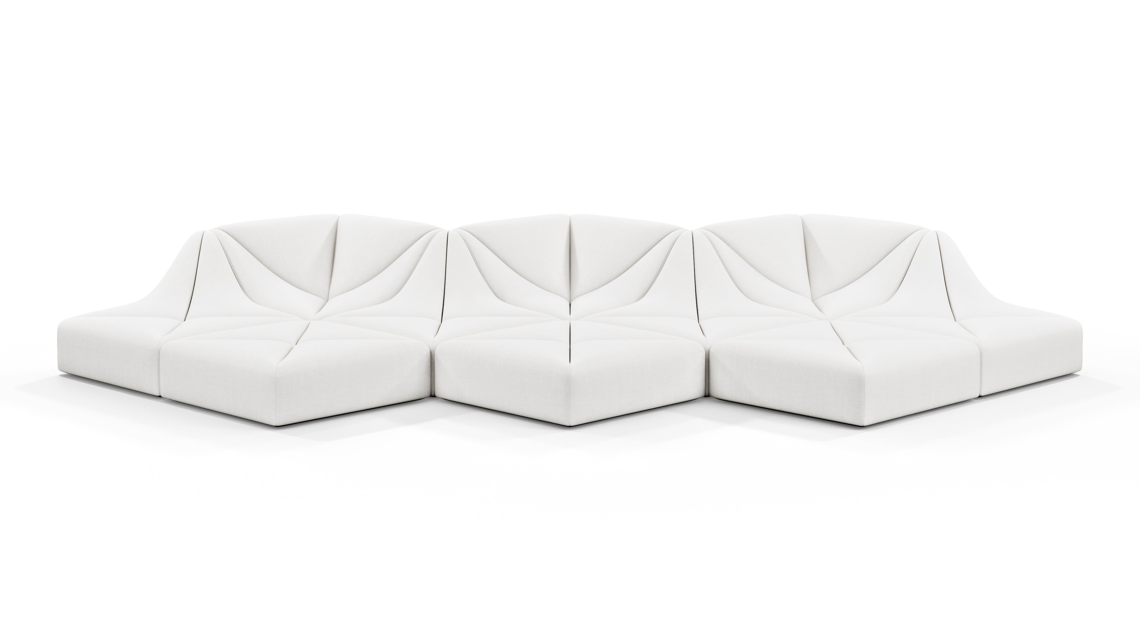 Ivory Linen Dune Sectional Three Seater Sofa in a modern living room setting, showcasing its luxurious and plush design.