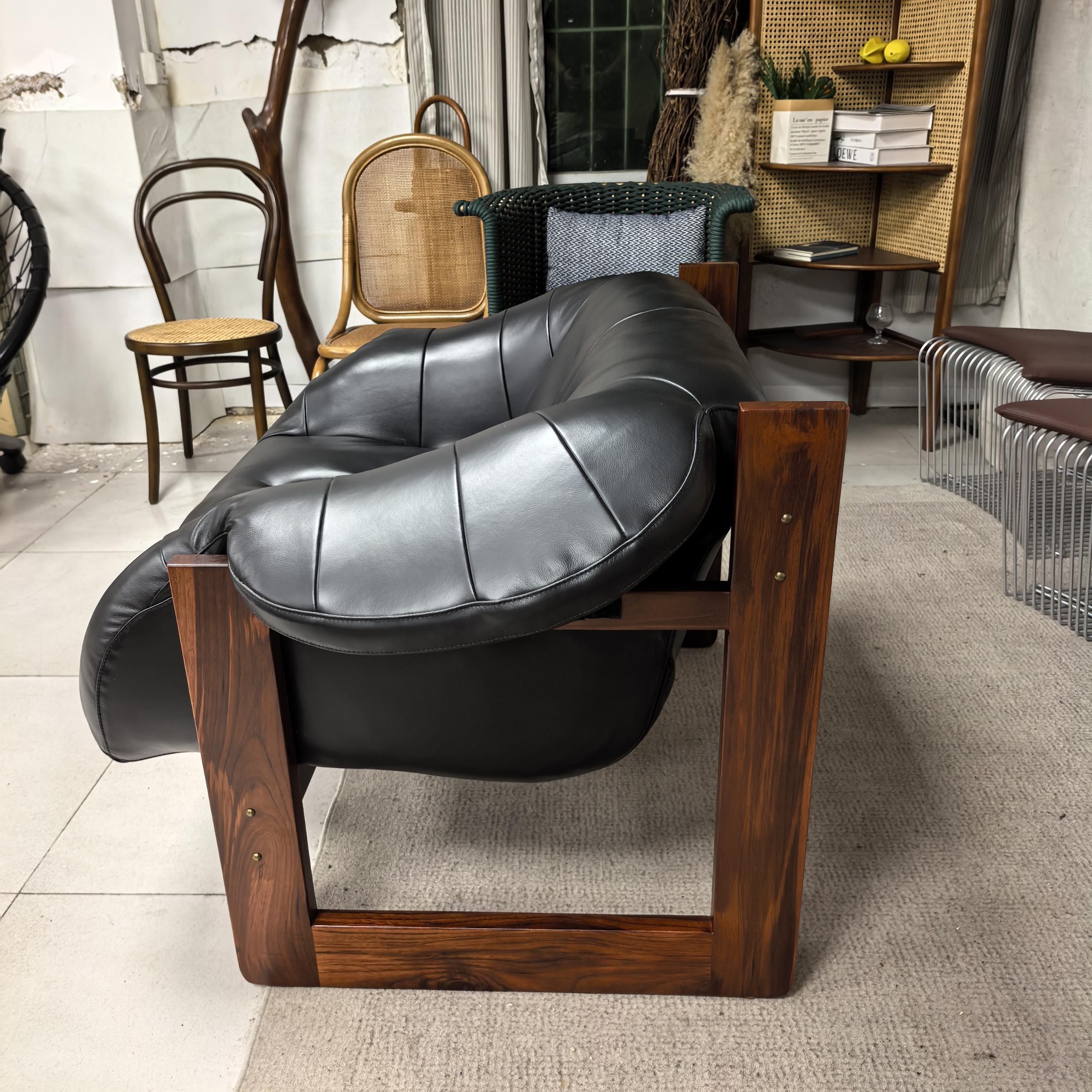 Mid-Century Modern Rosewood & Leather Armchair