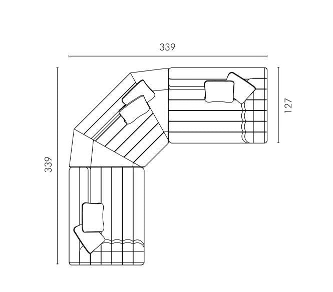Float Sectional Sofa Curved Regular Size