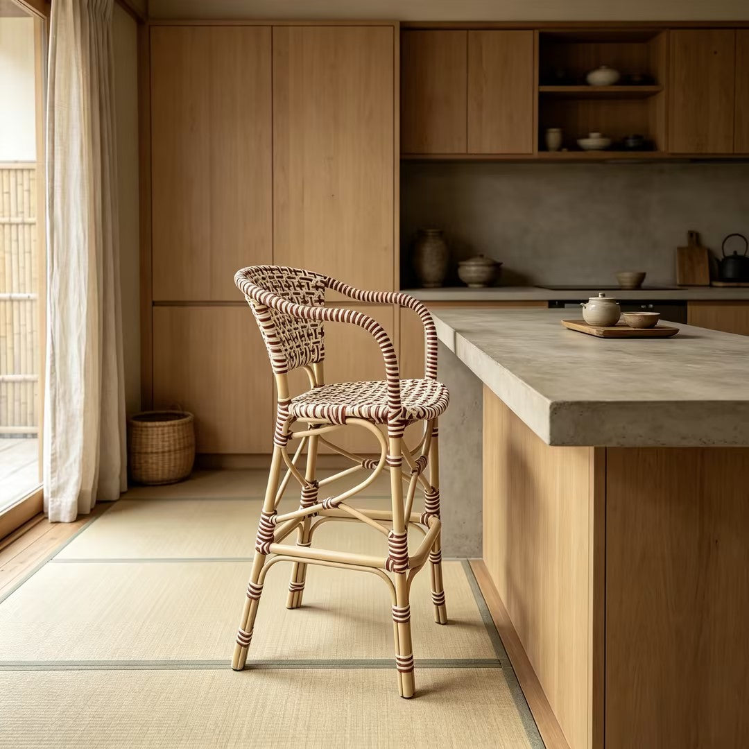 French Bistro Rattan Bar Stool